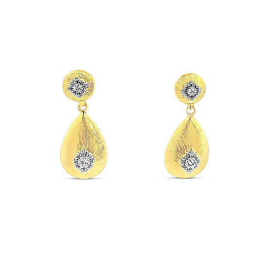 Sterling silver short matte gold teardrop earring