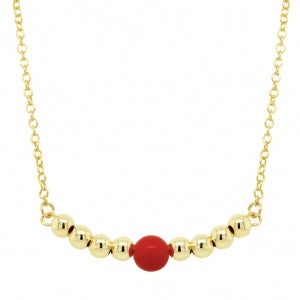 Gold pearl bar necklace with pearl in center