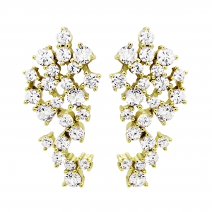 Rhodium plated Sterling silver cz cluster earring