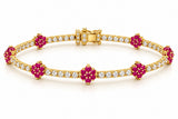 Yellow Red Flower Tennis Bracelet