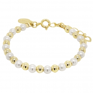 Baby bracelet with gold and white pearls