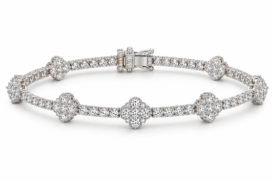 White Flower Tennis Bracelet