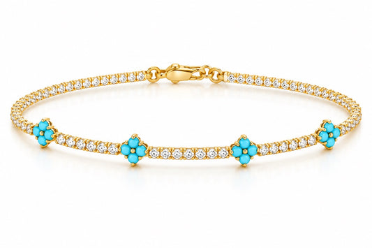 Yellow Turquoise Flower Tennis Bracelet