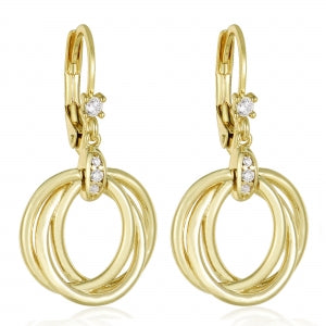 Surgical steel gold plated triple circle dangling earring