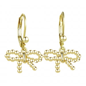 Surgical steel hypoallergenic hanging beaded bow earring