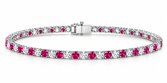 White Half Ruby Tennis Bracelet