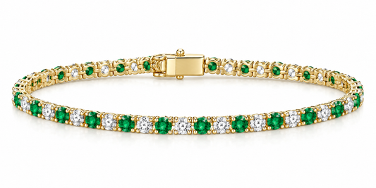 Yellow Half Emerlald Tennis Bracelet