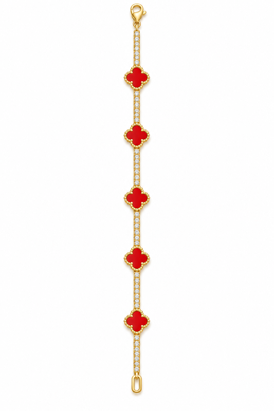 Yelllow Red Clover Tennis Bracelet
