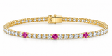 Yellow 3 Ruby Stone Tennis Bracelet