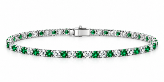 White Half Emerald Tennis Bracelet