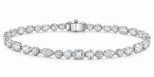 White Multishaped Bezel Tennis Bracelet