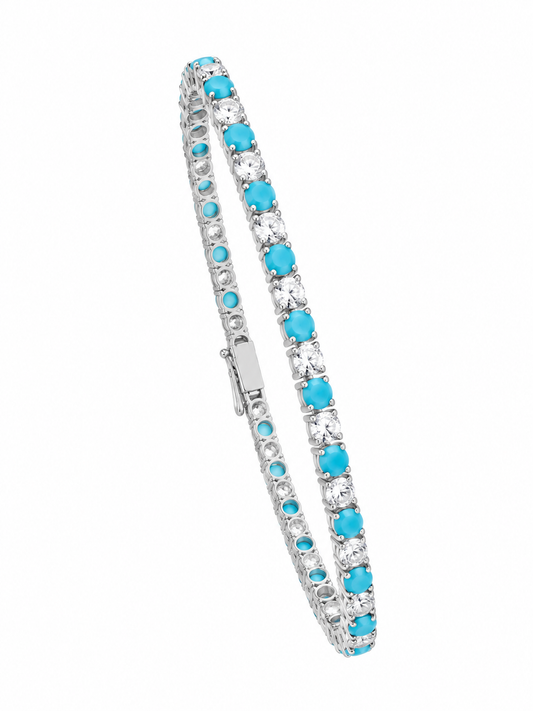 White Half Turquoise Tennis Bracelet