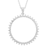 Sterling silver open round cz diamond pendant