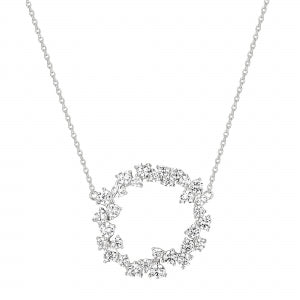 Sterling silver open circle scattered cz diamond necklace