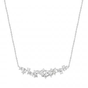 Sterling silver scattered cz diamond bar necklace