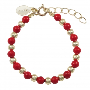 Baby beaded bracelet with red and gold pattern