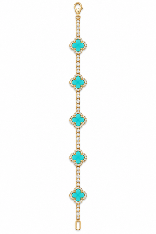 Yellow Turquoise Clover Tennis Bracelet