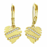 Heart hanging earring with zig zag cz