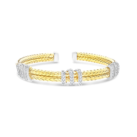 Italian bangle with 3 rows of cz diam in sections