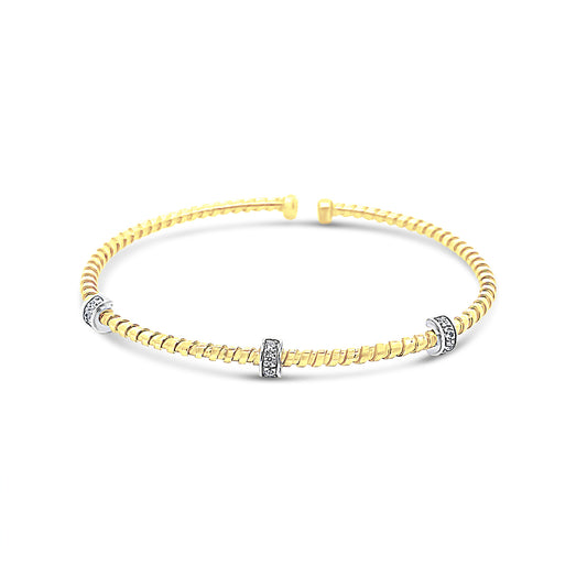 Italian yellow rope bangle with 3 cz rings