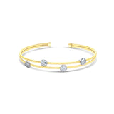 Italian vermeil 2 row bangle with scattered cluster cz diamonds