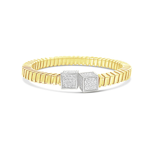 Italian vermeil squared off bangle with square cz diamond edges