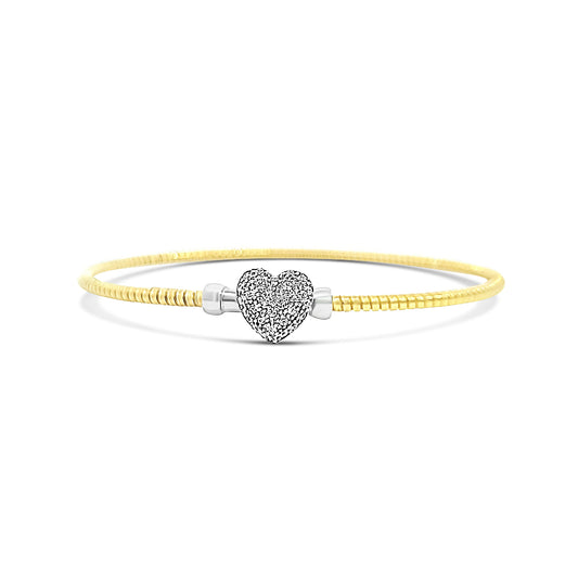 Italian vermeil single strand bangle with heart cluster in center