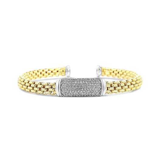 Italian vermeil bangle with diamond bar