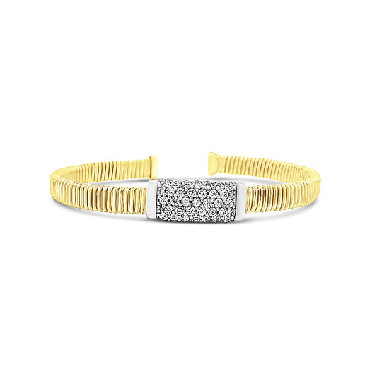 Italian vermeil bangle with cz diamond bar