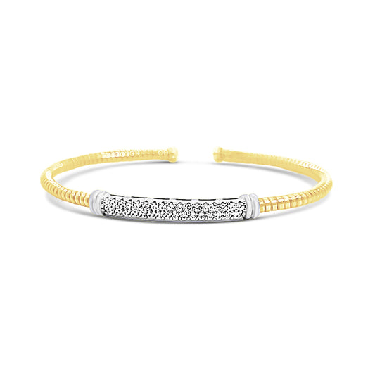 Italian vermeil thin bangle with diamond bar