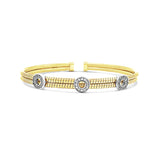 Italian vermeil 2 row bangle with open circle cz diamonds