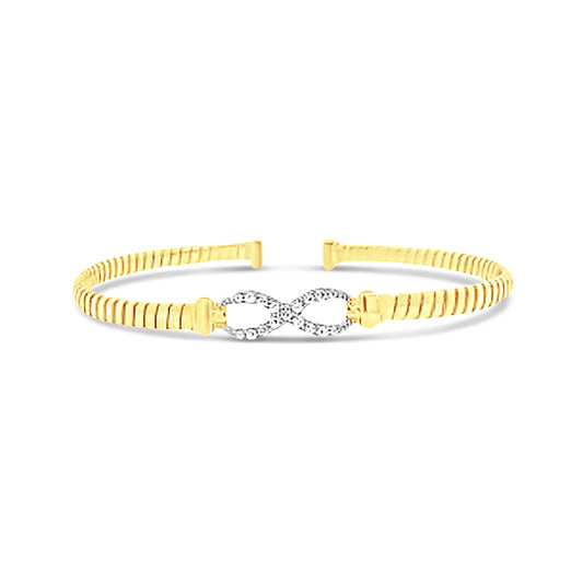 Italian vermeil single row bangle with infinity shape made with cz diamonds