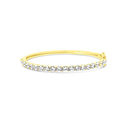 Sterling silver classic cz diamond bangle in yellow