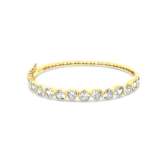 Sterling silver classic bangle with heart shape cz diamonds