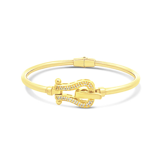 Italian vermeil buckle bangle with cz diamonds