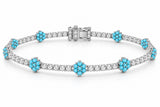 White Turquoise Flower Tennis Bracelet