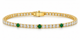 Yellow 3 Emerald Stone Tennis Bracelet