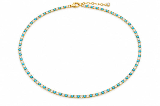Yellow Half Turquoise Tennis Necklace