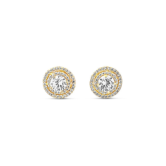 Sterling silver double halo cz diamond earring