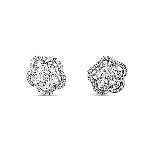 Sterling silver floral stud earring with border