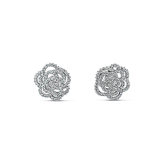 Sterling silver delicate floral border earring