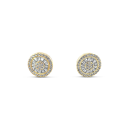 Sterling silver round baguette earring with cz diamond in center