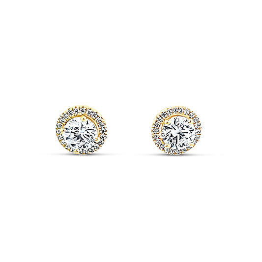 Sterling silver classic cz diamond stud with halo