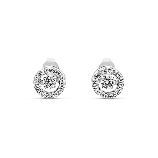 Sterling silver dancing diamond stud earring