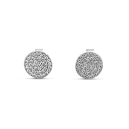 Sterling silver medium size pave diamond earring