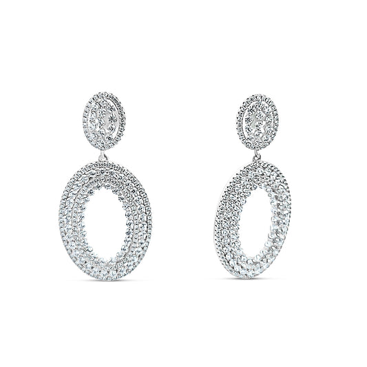 Sterling silver double oval diamond earring