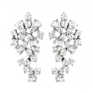 Rhodium plated Sterling silver cz cluster earring