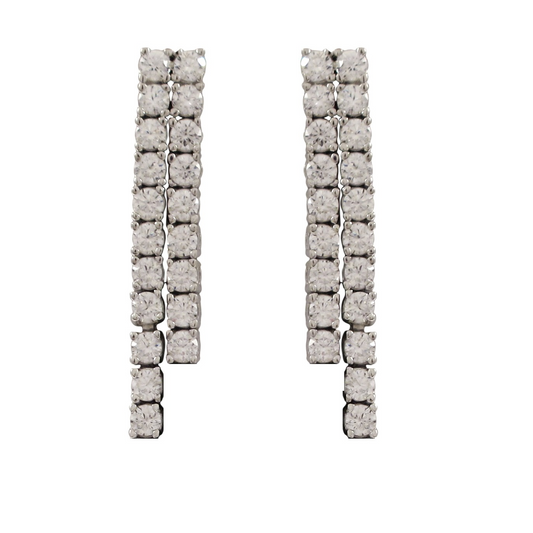 Sterling silver 2 row tennis earring