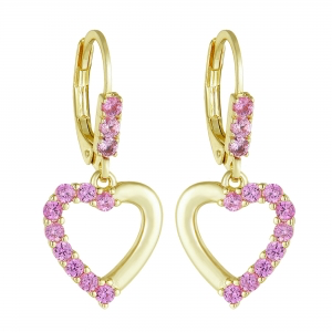 Surgical steel hypoallergenic open heart earring with color cz