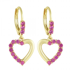 Surgical steel hypoallergenic open heart earring with color cz